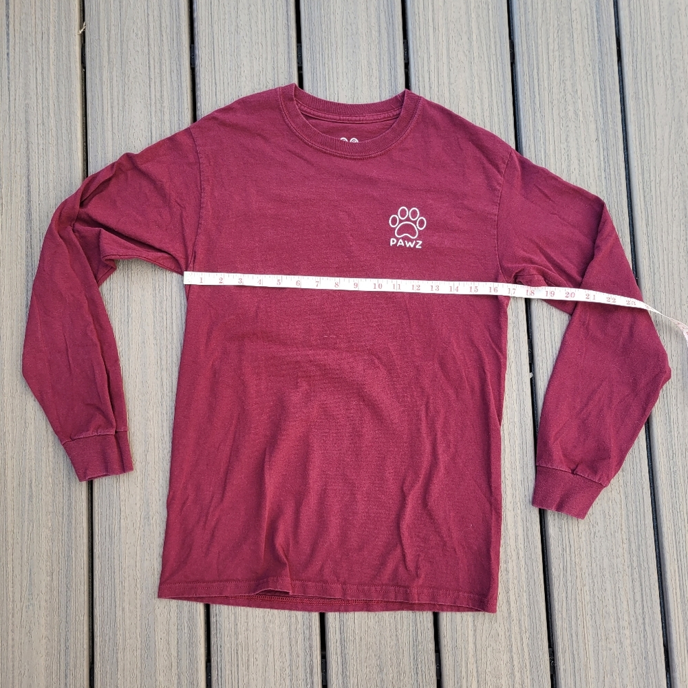 Maroon Paw Print Long Sleeve Shirt | PAWZ | Size Small - Picture 6 of 6